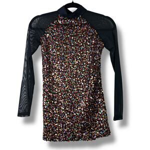 Balera Dancewear Colorful Multi Sequin Mesh Jazz Gymnastics Skort Dancer Dress